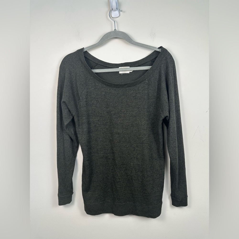 Nation LTD T-Shirt Women XS Green Gray Excellent Ribbed Trim 3/4 Sleeve 1-2332B